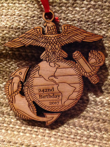 2017 Marine Corps Birthday EGA Christmas Ornament - 242nd USMC Birthday Ornament - Larry's Woodworkin'